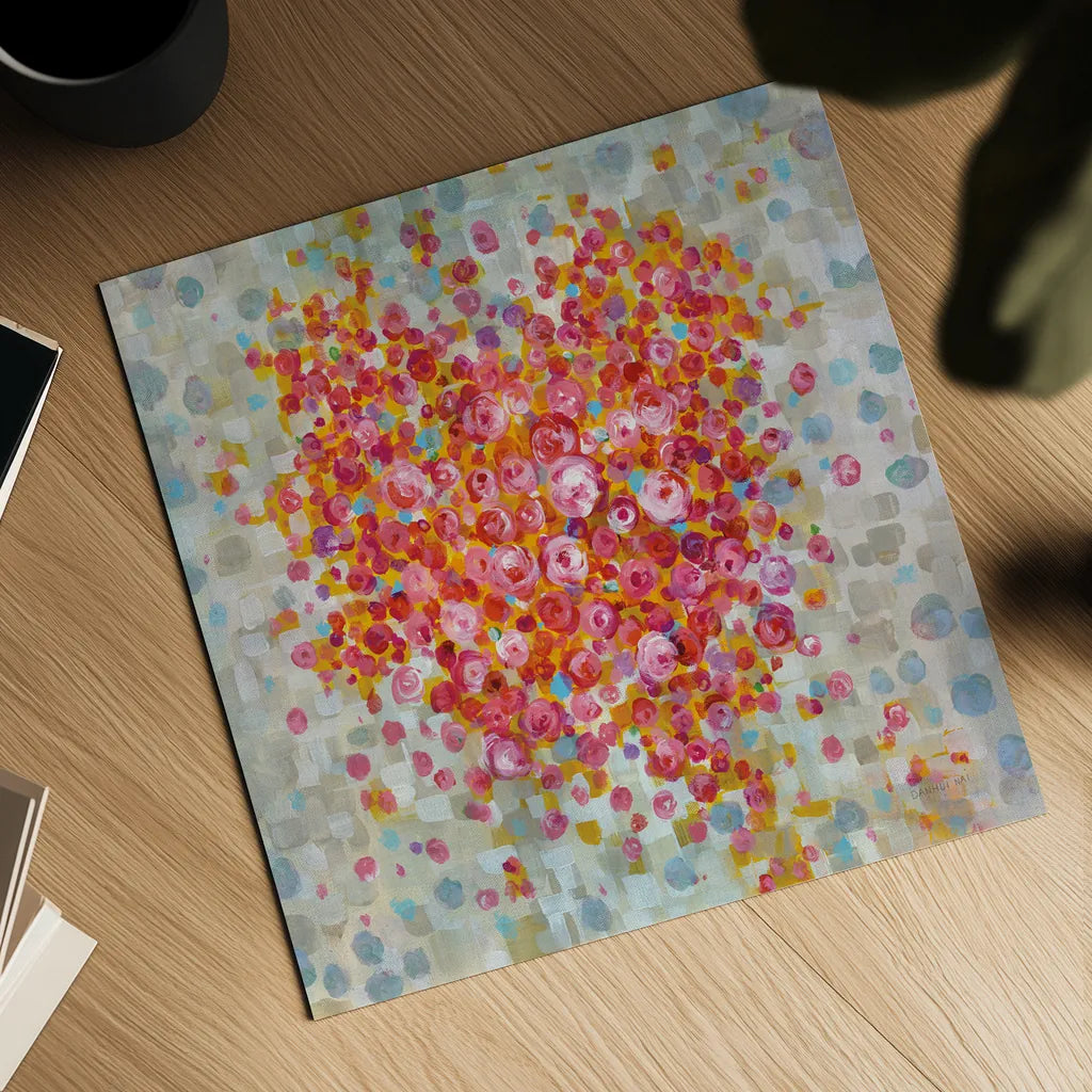 Circle of Hearts by Danhui Nai. Shown as a detailed flat fine art print, highlighting archival giclee quality. Available as an archival giclee rolled canvas, fine art paper, or poster print. SKU 34626a.