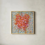 Circle of Hearts by Danhui Nai. Shown in a natural wood glass frame for a timeless modern aesthetic. Available as an archival giclee rolled canvas, fine art paper, or poster print. SKU 34626a.
