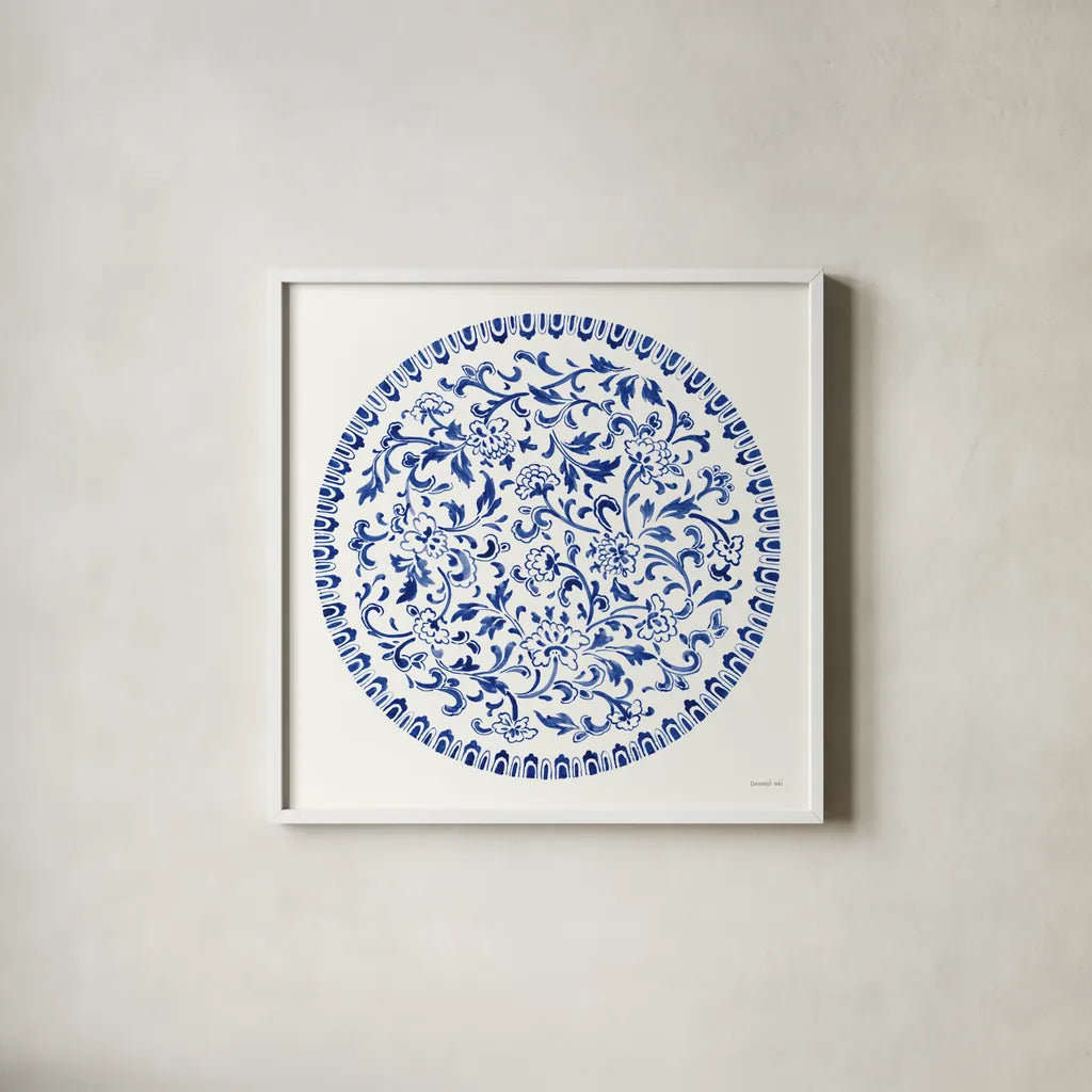 Circle of Life II by Danhui Nai. Shown in a crisp white glass frame for a clean and minimalist style. Available as an archival giclee rolled canvas, fine art paper, or poster print. SKU 79458a.