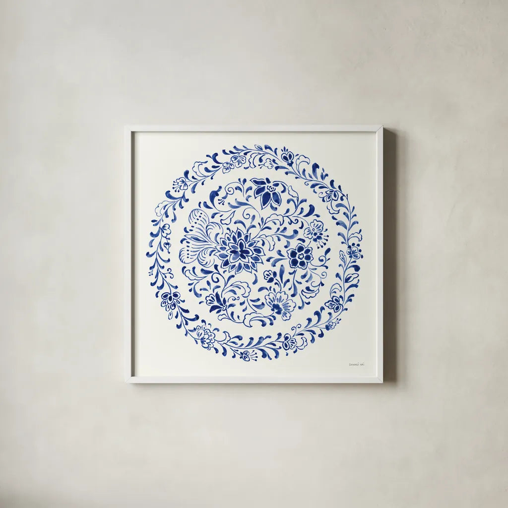 Circle of Life III by Danhui Nai. Shown in a crisp white glass frame for a clean and minimalist style. Available as an archival giclee rolled canvas, fine art paper, or poster print. SKU 79459a.