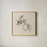 Citrus Summer III by Danhui Nai. Shown in a natural wood glass frame for a timeless modern aesthetic. Available as an archival giclee rolled canvas, fine art paper, or poster print. SKU 85708a.