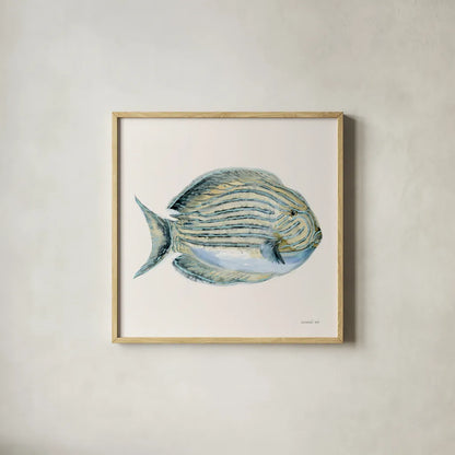 Coastal Bliss III by Danhui Nai. Shown in a natural wood glass frame for a timeless modern aesthetic. Available as an archival giclee rolled canvas, fine art paper, or poster print. SKU 91272a.