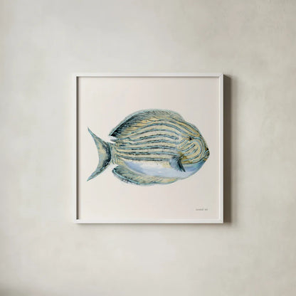 Coastal Bliss III by Danhui Nai. Shown in a crisp white glass frame for a clean and minimalist style. Available as an archival giclee rolled canvas, fine art paper, or poster print. SKU 91272a.