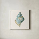 Coastal Bliss IV by Danhui Nai. Shown in a crisp white glass frame for a clean and minimalist style. Available as an archival giclee rolled canvas, fine art paper, or poster print. SKU 91273a.
