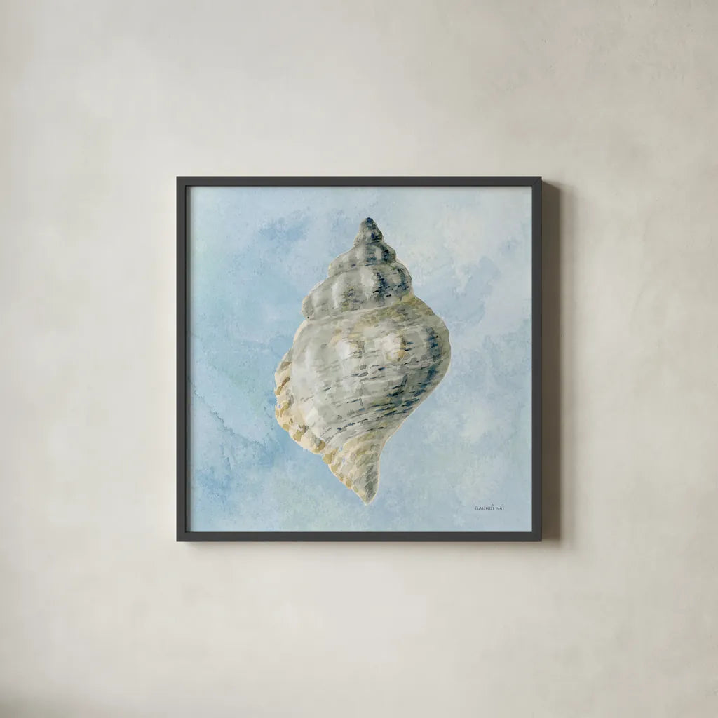 Coastal Bliss IV v2 by Danhui Nai. Shown in a sleek black glass frame for a contemporary gallery look. Available as an archival giclee rolled canvas, fine art paper, or poster print. SKU 97039a.