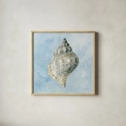 Coastal Bliss IV v2 by Danhui Nai. Shown in a natural wood glass frame for a timeless modern aesthetic. Available as an archival giclee rolled canvas, fine art paper, or poster print. SKU 97039a.