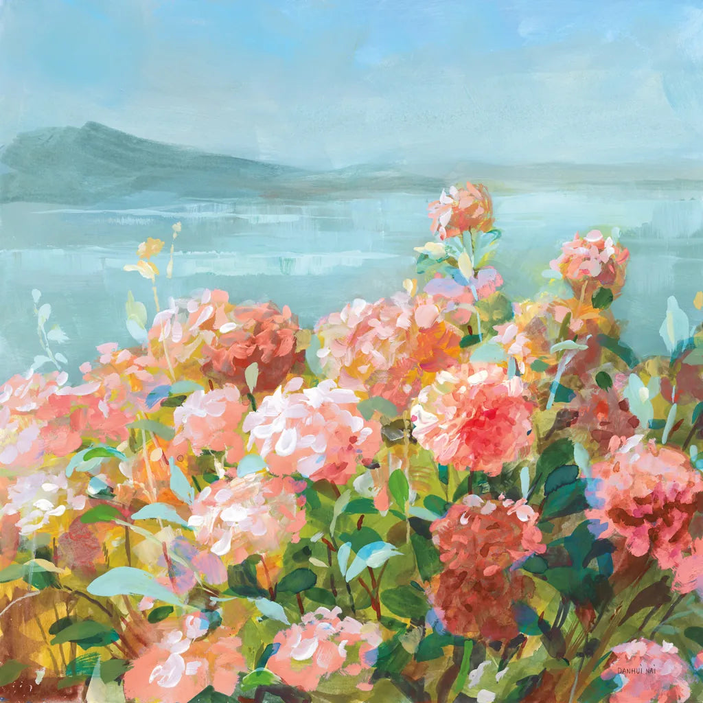 Coastal Dahlias II by Danhui Nai. SKU 81904a. Archival Giclee Fine art print for wall decor.