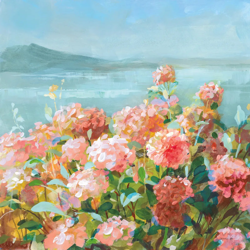 Coastal Dahlias II by Danhui Nai. SKU 81904a. Archival Giclee Fine art print for wall decor.