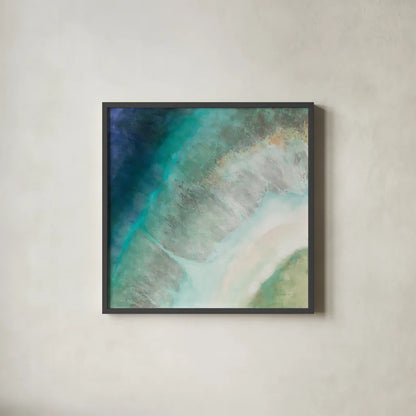 Coastal Diamond by Danhui Nai. Shown in a sleek black glass frame for a contemporary gallery look. Available as an archival giclee rolled canvas, fine art paper, or poster print. SKU 56800a.