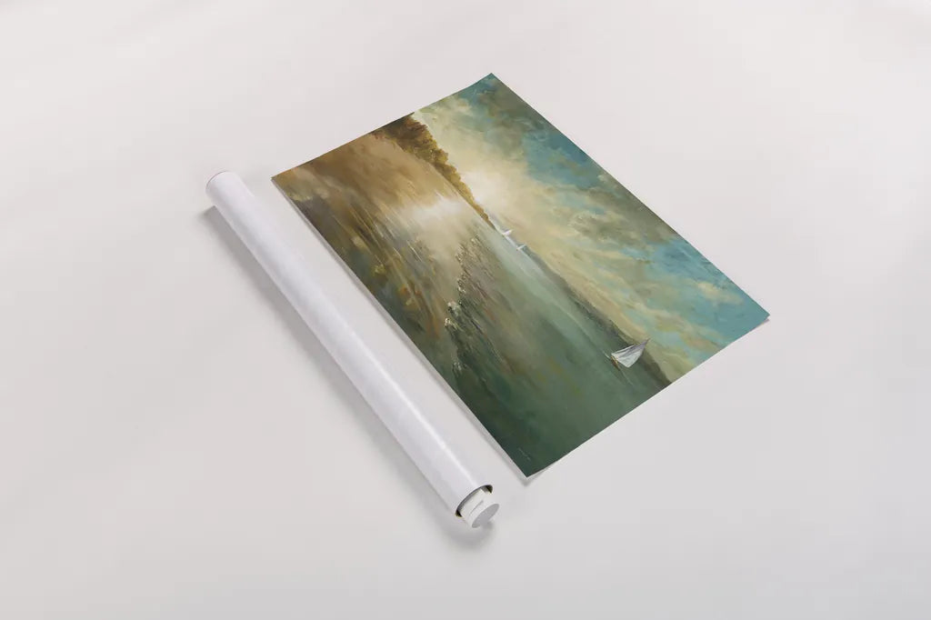 Coastal Glow by Danhui Nai. shown as a rolled paper print. Available as archival giclee rolled canvas, fine art paper, or poster print. SKU 17937i.