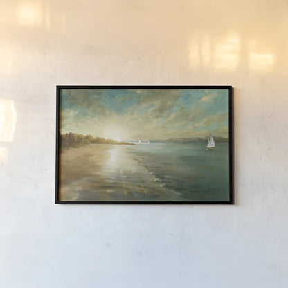 Coastal Glow by Danhui Nai. shown as a paper print in a black flame. Available as a archival giclee rolled canvas, fine art paper, or poster print. SKU 17937i.