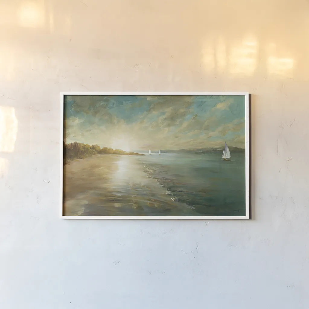 Coastal Glow by Danhui Nai. shown as a paper print in a white frame. Available as a archival giclee rolled canvas, fine art paper, or poster print. SKU 17937i.