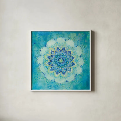 Coastal Jewels by Danhui Nai. Shown in a crisp white glass frame for a clean and minimalist style. Available as an archival giclee rolled canvas, fine art paper, or poster print. SKU 46625a.