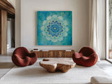 Coastal Jewels by Danhui Nai. Shown as extra-large giant wall art in a modern living room. Available as an archival giclee rolled canvas, fine art paper, or poster print. SKU 46625a.