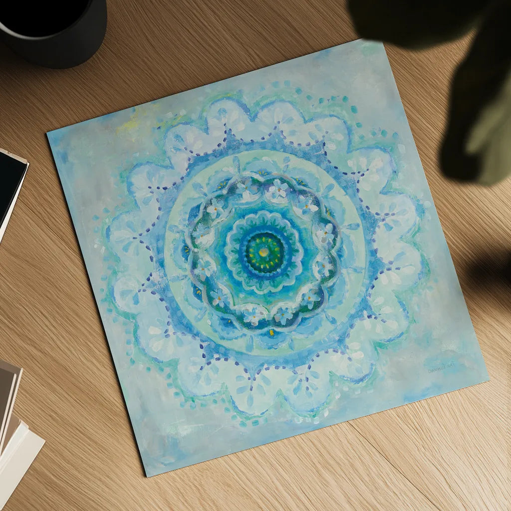 Coastal Mandala by Danhui Nai. Shown as a detailed flat fine art print, highlighting archival giclee quality. Available as an archival giclee rolled canvas, fine art paper, or poster print. SKU 46624a.