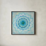 Coastal Mandala by Danhui Nai. Shown in a sleek black glass frame for a contemporary gallery look. Available as an archival giclee rolled canvas, fine art paper, or poster print. SKU 46624a.