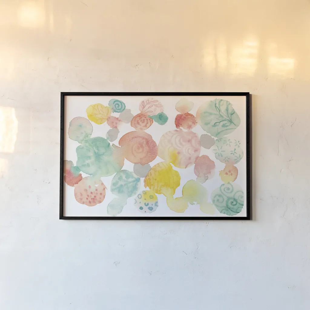 Color Dots by Danhui Nai. shown as a paper print in a black flame. Available as a archival giclee rolled canvas, fine art paper, or poster print. SKU 70576i.