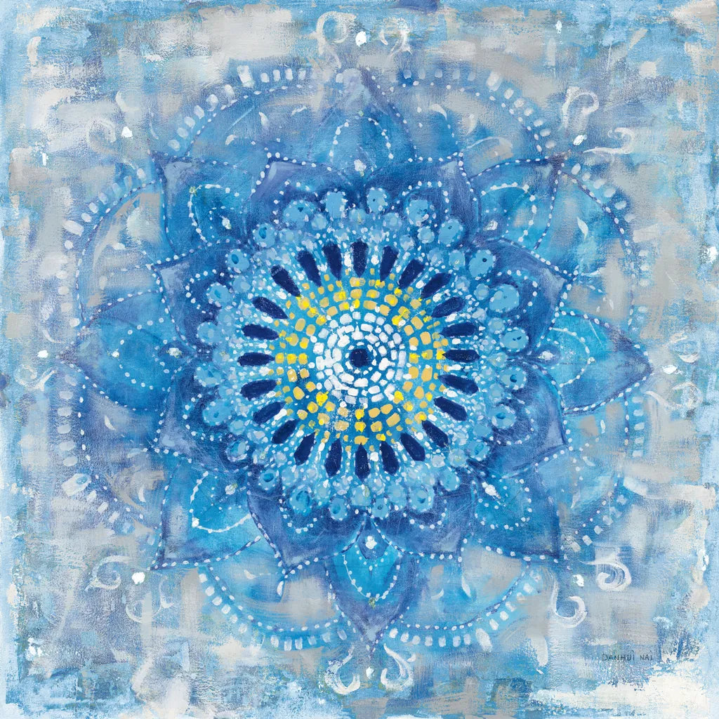 Concentric Mandala Blue by Danhui Nai. SKU 88714a. Archival Giclee Fine art print for wall decor.
