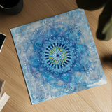 Concentric Mandala Blue by Danhui Nai. Shown as a detailed flat fine art print, highlighting archival giclee quality. Available as an archival giclee rolled canvas, fine art paper, or poster print. SKU 88714a.