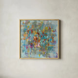 Confetti I by Danhui Nai. Shown in a natural wood glass frame for a timeless modern aesthetic. Available as an archival giclee rolled canvas, fine art paper, or poster print. SKU 17811a.
