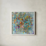 Confetti I by Danhui Nai. Shown in a crisp white glass frame for a clean and minimalist style. Available as an archival giclee rolled canvas, fine art paper, or poster print. SKU 17811a.