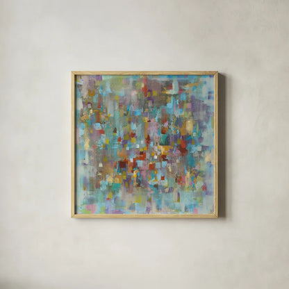 Confetti II by Danhui Nai. Shown in a natural wood glass frame for a timeless modern aesthetic. Available as an archival giclee rolled canvas, fine art paper, or poster print. SKU 17812a.
