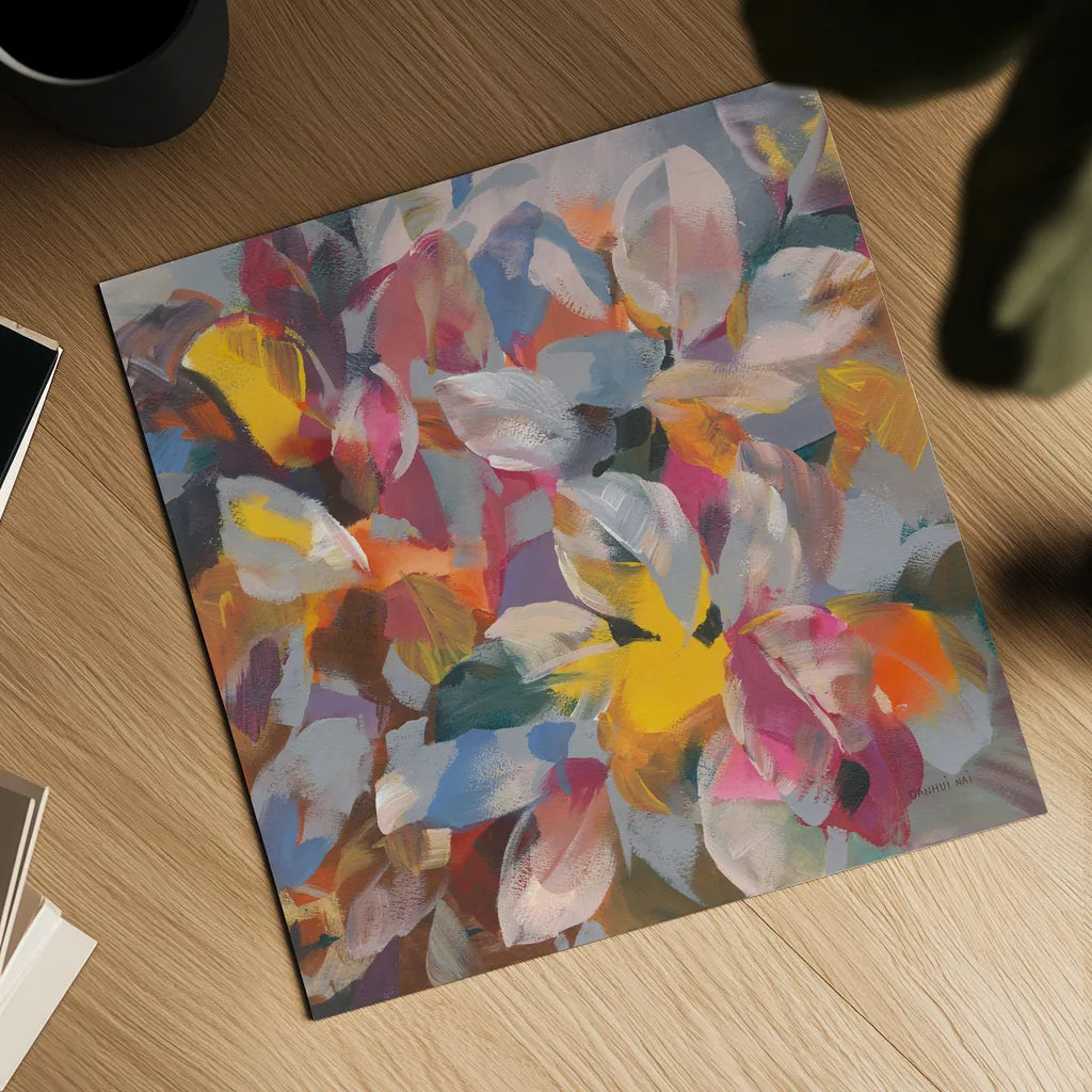 Confetti Leaves by Danhui Nai. Shown as a detailed flat fine art print, highlighting archival giclee quality. Available as an archival giclee rolled canvas, fine art paper, or poster print. SKU 69060a.