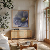 Contemporary Anemone by Danhui Nai. Shown in a natural wood frame in a cozy modern living room. Available as an archival giclee rolled canvas, fine art paper, or poster print. SKU 5453a.