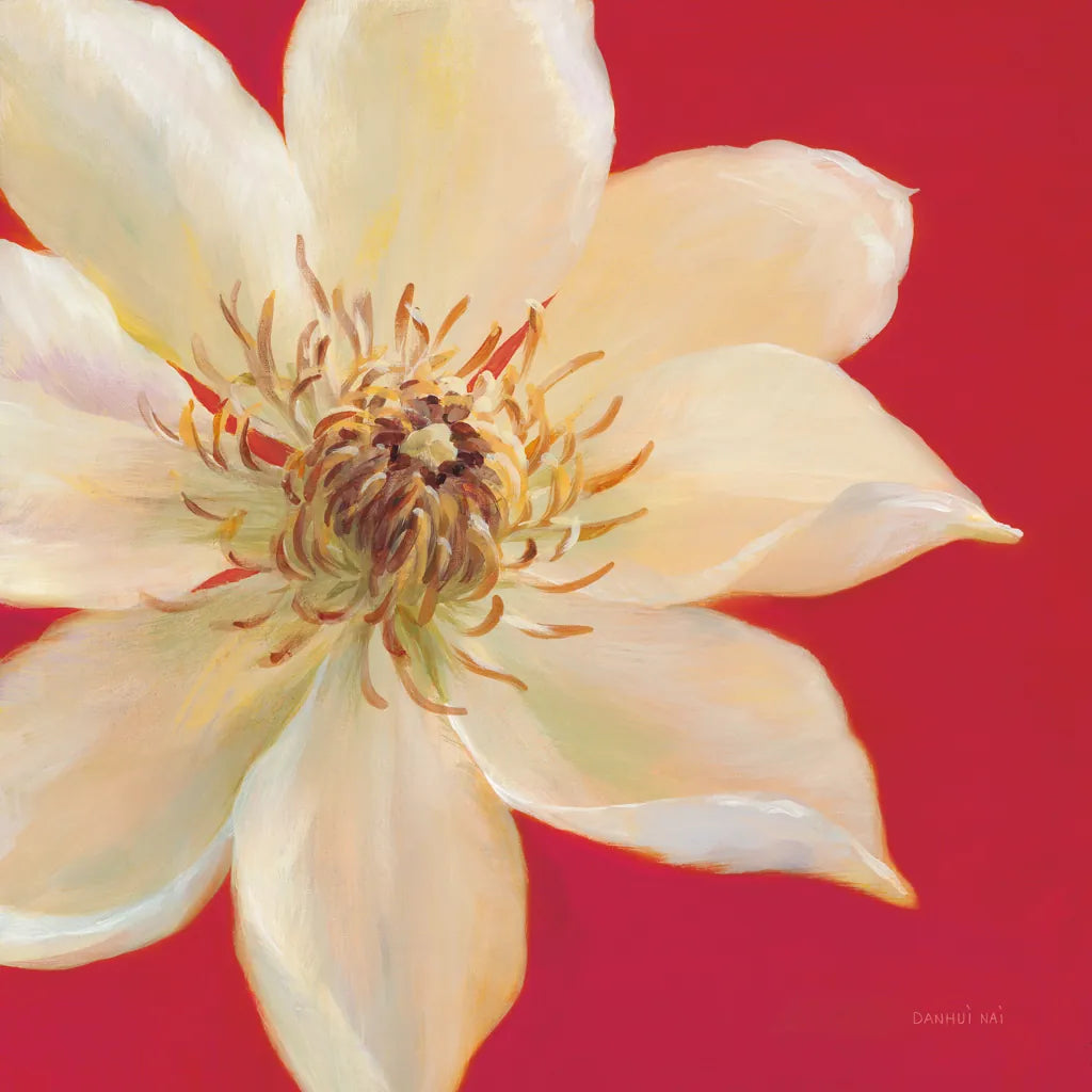 Contemporary Clematis by Danhui Nai. SKU 5454a. Archival Giclee Fine art print for wall decor.