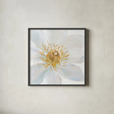 Contemporary Clematis Gray by Danhui Nai. Shown in a sleek black glass frame for a contemporary gallery look. Available as an archival giclee rolled canvas, fine art paper, or poster print. SKU 44828a.