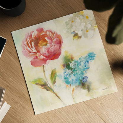 Contemporary Flower I by Danhui Nai. Shown as a detailed flat fine art print, highlighting archival giclee quality. Available as an archival giclee rolled canvas, fine art paper, or poster print. SKU 93259a.