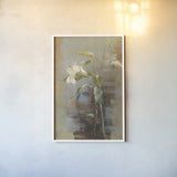 Contemporary LIlies II by Danhui Nai. shown as a paper print in a white frame. Available as a archival giclee rolled canvas, fine art paper, or poster print. SKU 5442h.