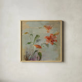 Contemporary Lilies I by Danhui Nai. Shown in a natural wood glass frame for a timeless modern aesthetic. Available as an archival giclee rolled canvas, fine art paper, or poster print. SKU 5441a.