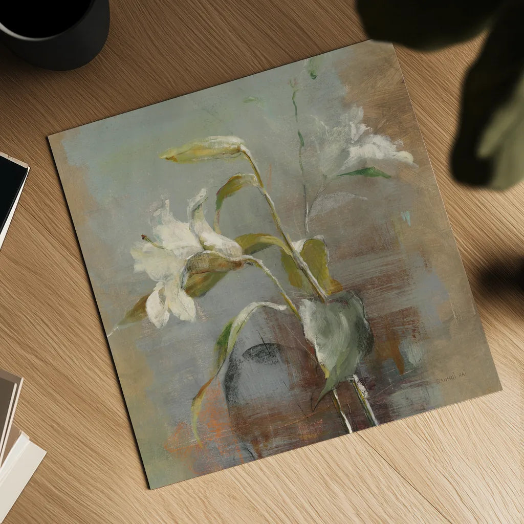 Contemporary Lilies II by Danhui Nai. Shown as a detailed flat fine art print, highlighting archival giclee quality. Available as an archival giclee rolled canvas, fine art paper, or poster print. SKU 5442a.