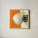 Contemporary Poppy by Danhui Nai. Shown in a natural wood glass frame for a timeless modern aesthetic. Available as an archival giclee rolled canvas, fine art paper, or poster print. SKU 5455a.