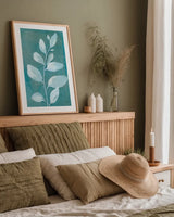 Cool Leaves I by Danhui Nai. shown as a paper print in a natural frame. Available as a archival giclee rolled canvas, fine art paper, or poster print. SKU 64052h.