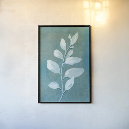 Cool Leaves I by Danhui Nai. shown as a paper print in a black flame. Available as a archival giclee rolled canvas, fine art paper, or poster print. SKU 64052h.