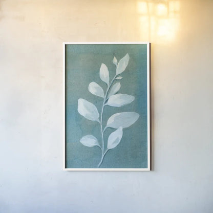 Cool Leaves I by Danhui Nai. shown as a paper print in a white frame. Available as a archival giclee rolled canvas, fine art paper, or poster print. SKU 64052h.