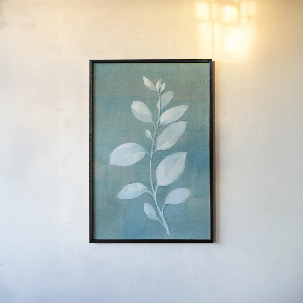 Cool Leaves II by Danhui Nai. shown as a paper print in a black flame. Available as a archival giclee rolled canvas, fine art paper, or poster print. SKU 64053h.