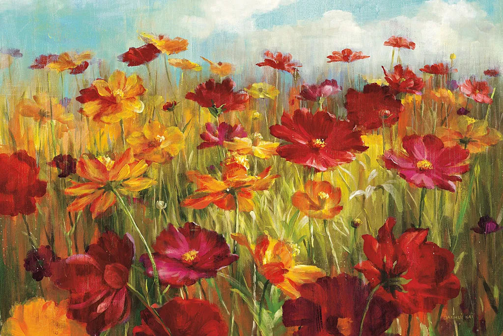 Cosmos in Field by Danhui Nai. SKU 7311i. Archival Giclee Fine art print for wall decor.