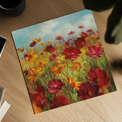 Cosmos in the Field by Danhui Nai. Shown as a detailed flat fine art print, highlighting archival giclee quality. Available as an archival giclee rolled canvas, fine art paper, or poster print. SKU 7311a.