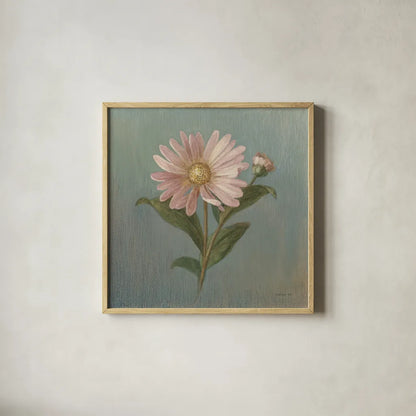Cottage Aster by Danhui Nai. Shown in a natural wood glass frame for a timeless modern aesthetic. Available as an archival giclee rolled canvas, fine art paper, or poster print. SKU 5172a.