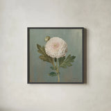 Cottage Chrysanthemum by Danhui Nai. Shown in a sleek black glass frame for a contemporary gallery look. Available as an archival giclee rolled canvas, fine art paper, or poster print. SKU 83299a.