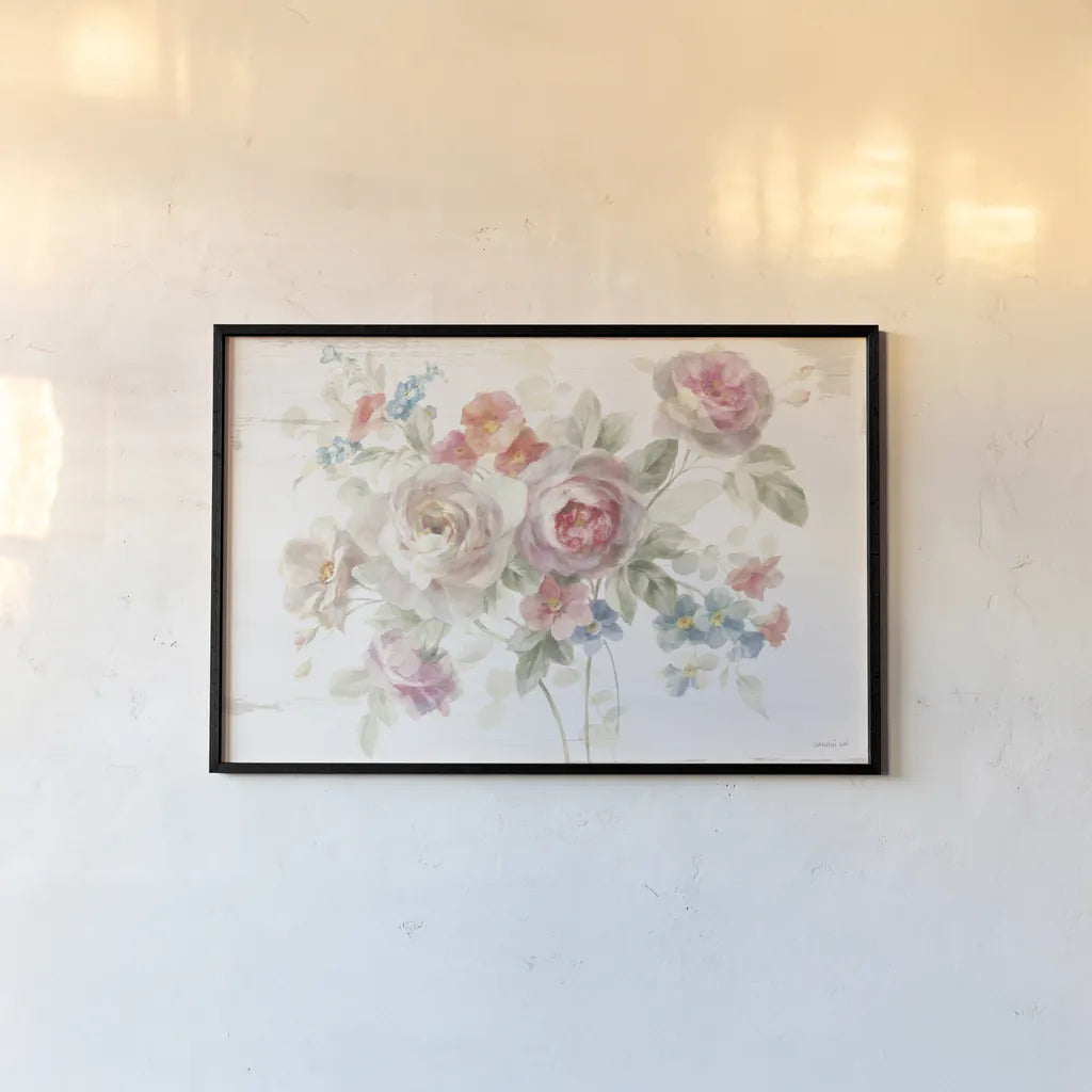 Cottage Garden I by Danhui Nai. shown as a paper print in a black flame. Available as a archival giclee rolled canvas, fine art paper, or poster print. SKU 47481i.