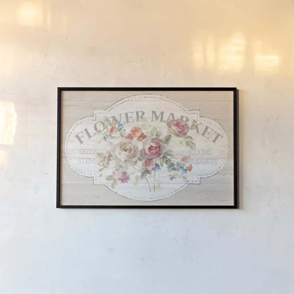 Cottage Garden I on wood by Danhui Nai. shown as a paper print in a black flame. Available as a archival giclee rolled canvas, fine art paper, or poster print. SKU 53149i.