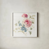 Cottage Garden II Crop by Danhui Nai. Shown in a crisp white glass frame for a clean and minimalist style. Available as an archival giclee rolled canvas, fine art paper, or poster print. SKU 47482a.