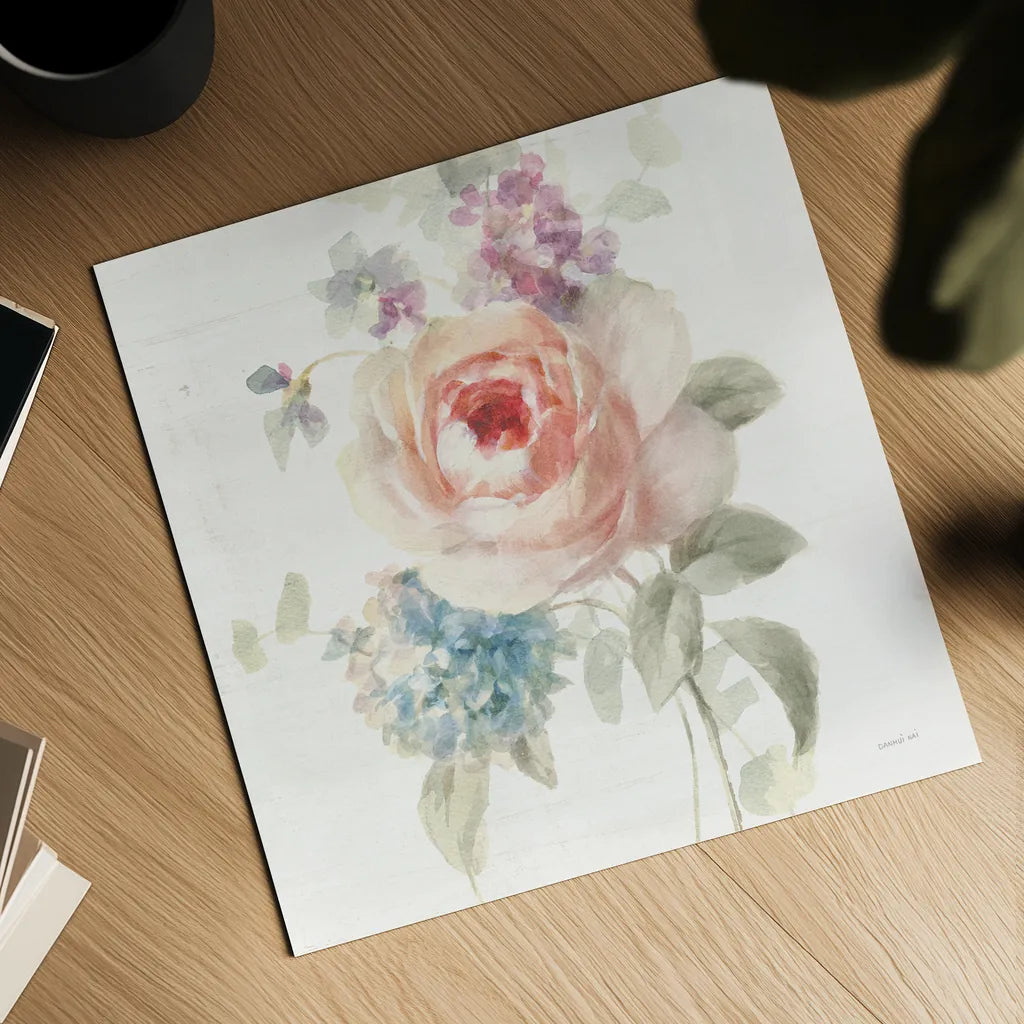 Cottage Garden III Crop by Danhui Nai. Shown as a detailed flat fine art print, highlighting archival giclee quality. Available as an archival giclee rolled canvas, fine art paper, or poster print. SKU 47483a.