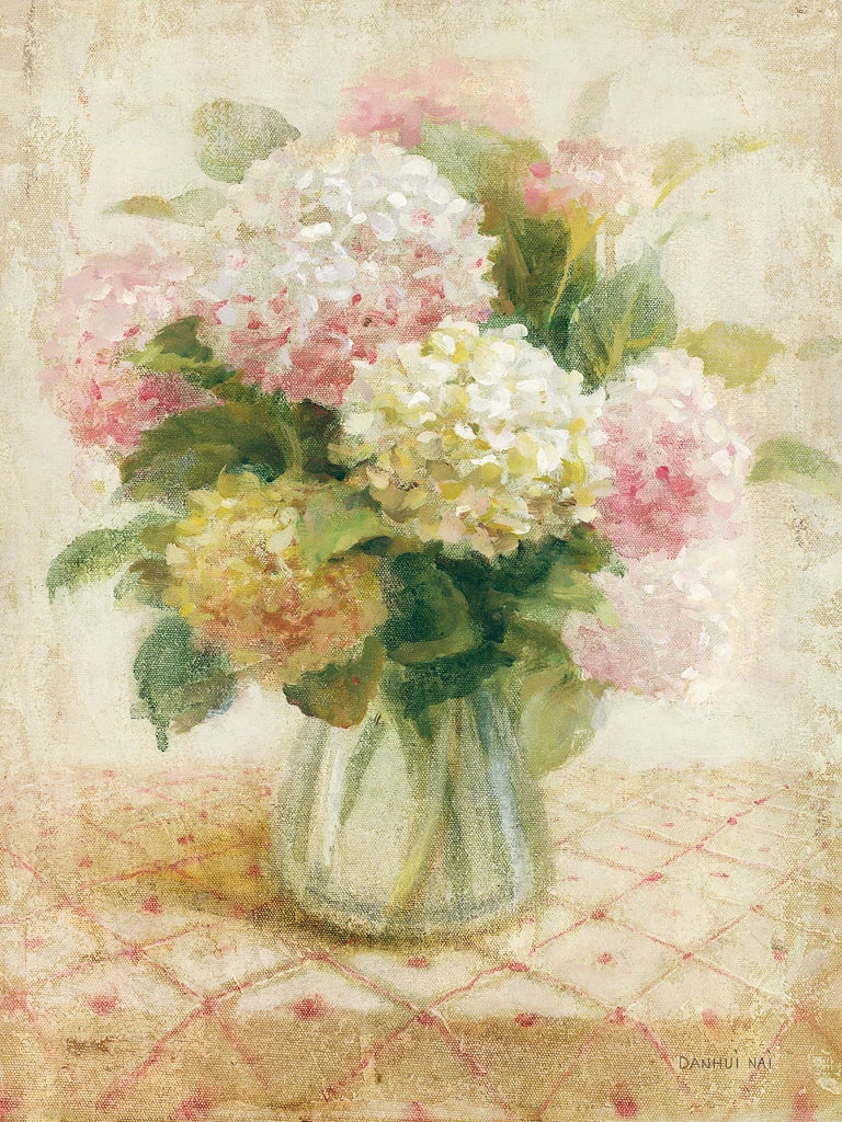 Cottage Hydrangeas in Pink by Danhui Nai