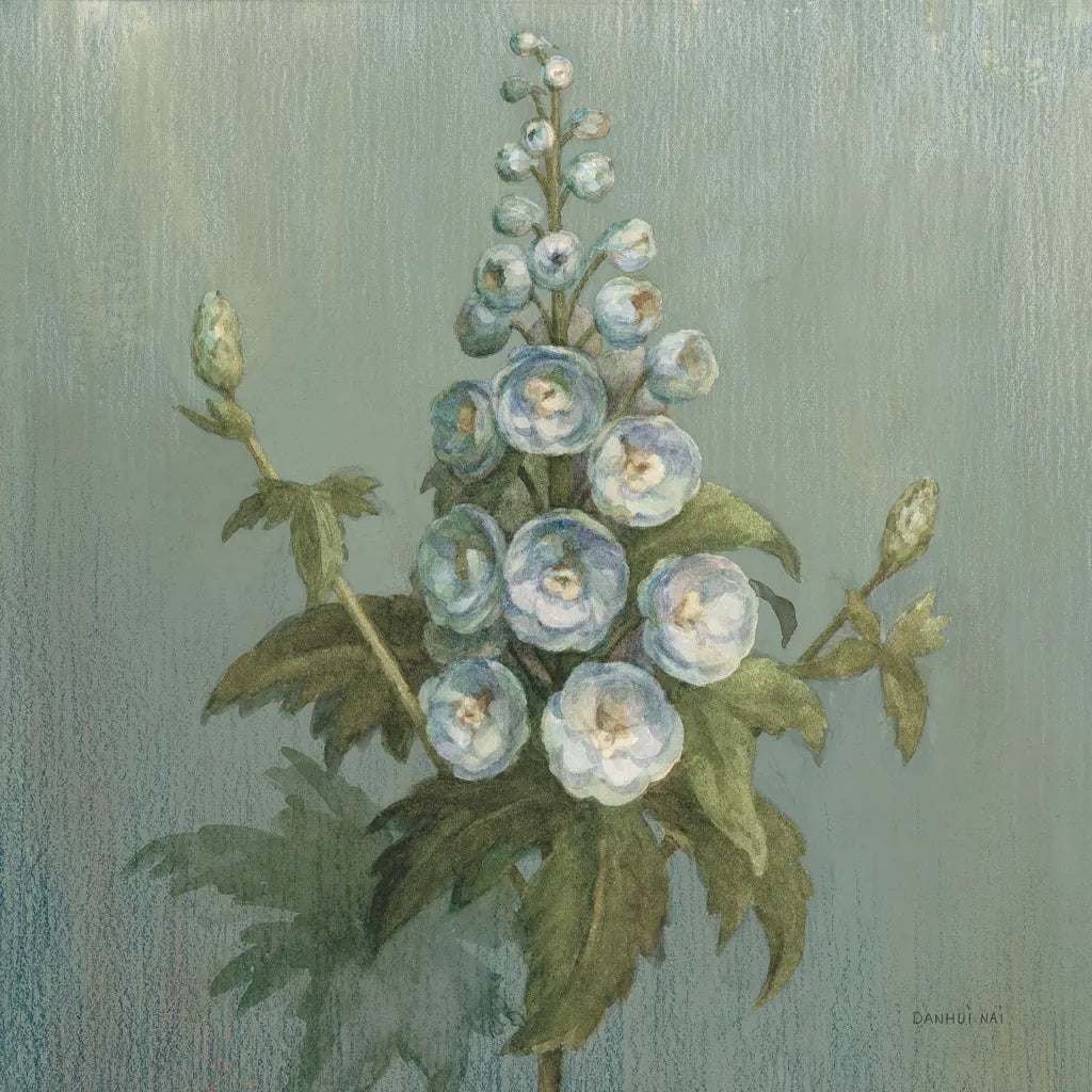 Cottage Larkspur by Danhui Nai. SKU 83298a. Archival Giclee Fine art print for wall decor.