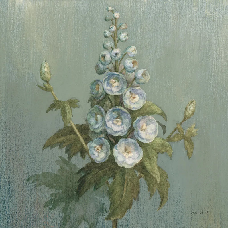 Cottage Larkspur by Danhui Nai. SKU 83298a. Archival Giclee Fine art print for wall decor.